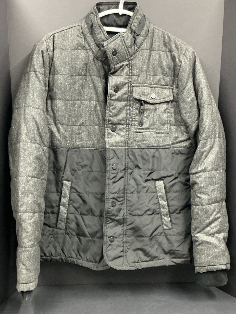 Guess Men's Two-Tone Mixed Media Jacket - Gray & Black